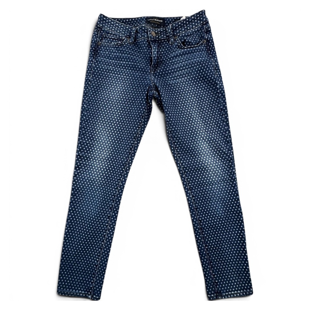 Lucky Brand‎ Lolita Skinny Jeans Womens 28x27 Blue Polka Dot Dark Wash 7WD10848